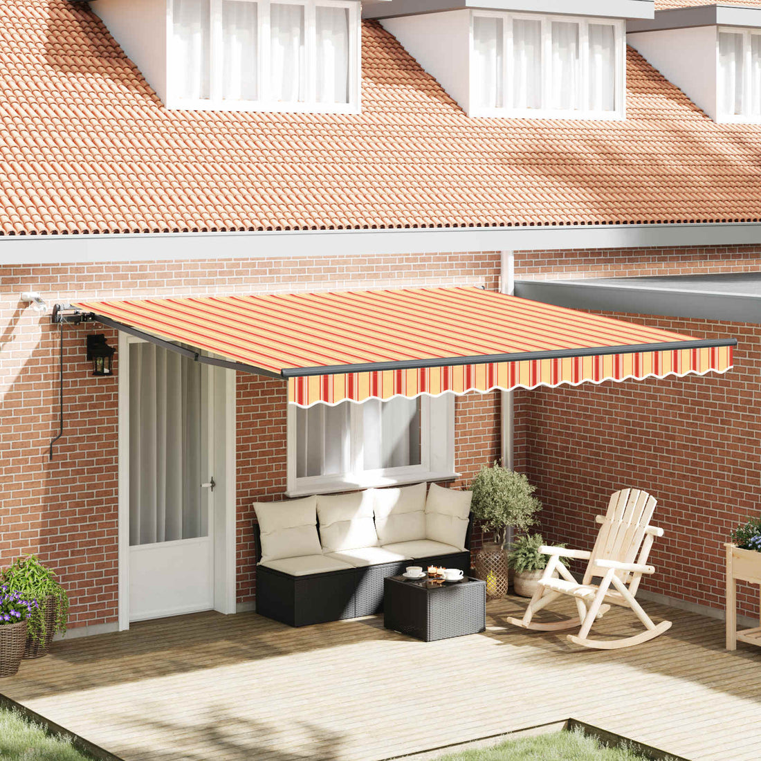vidaXL Toldo retráctil Amarillo y Naranja 400 x 300 cm Poliéster