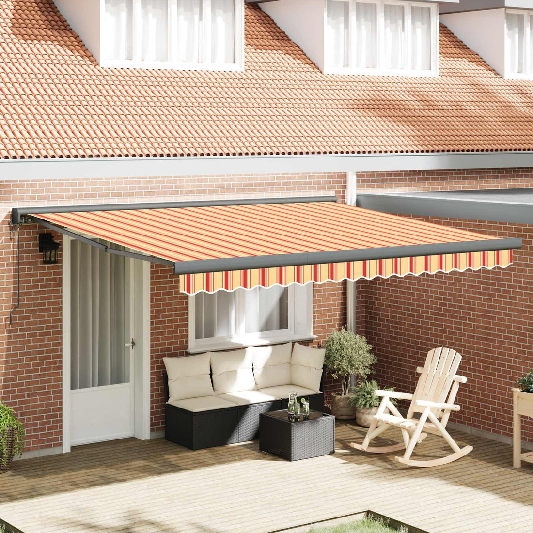 vidaXL Toldo retráctil Amarillo y Naranja 400 x 300 x 165 cm