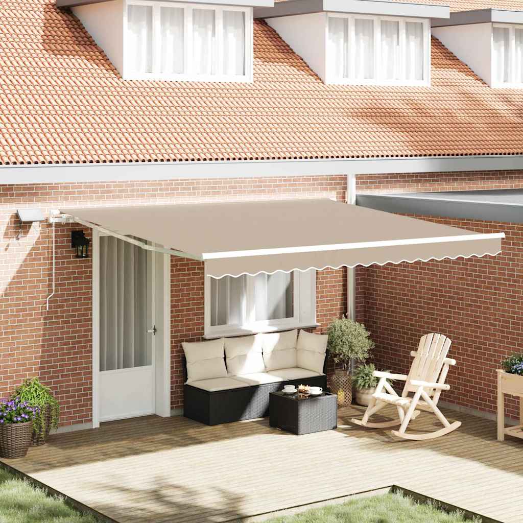 vidaXL Toldo retráctil Beige 400 x 300 cm Tela y Aluminio