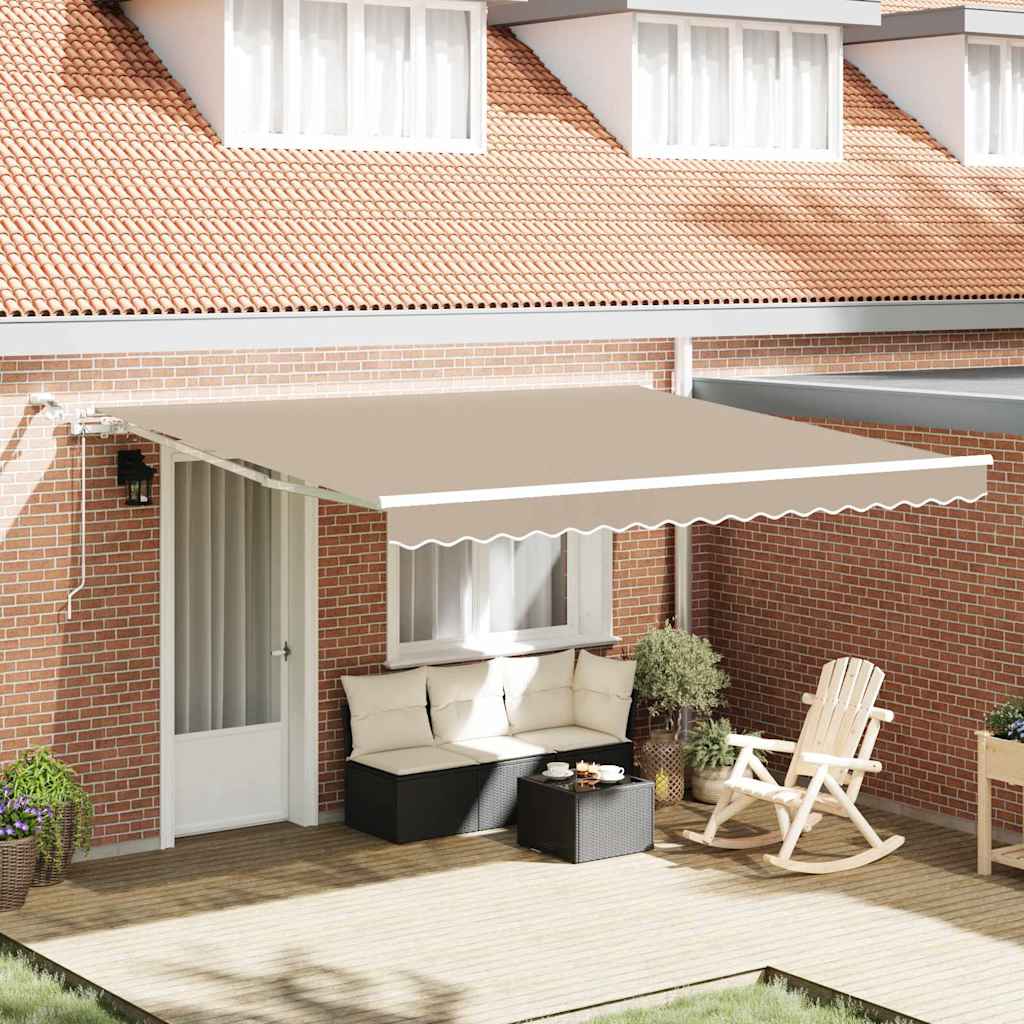 vidaXL Toldo retráctil Beige 400 x 300 cm Poliéster