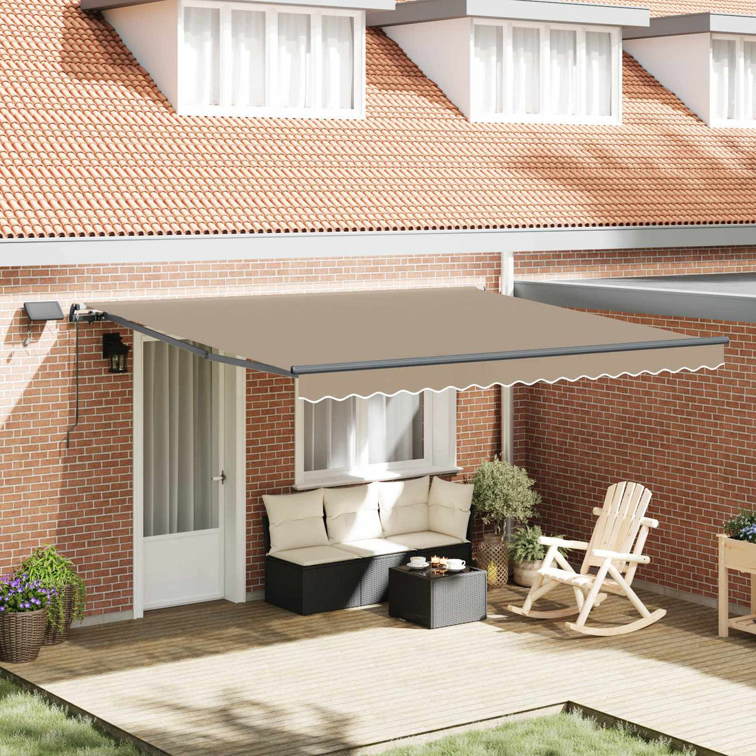 vidaXL Toldo retráctil Beige 400 x 300 cm Tela y Aluminio