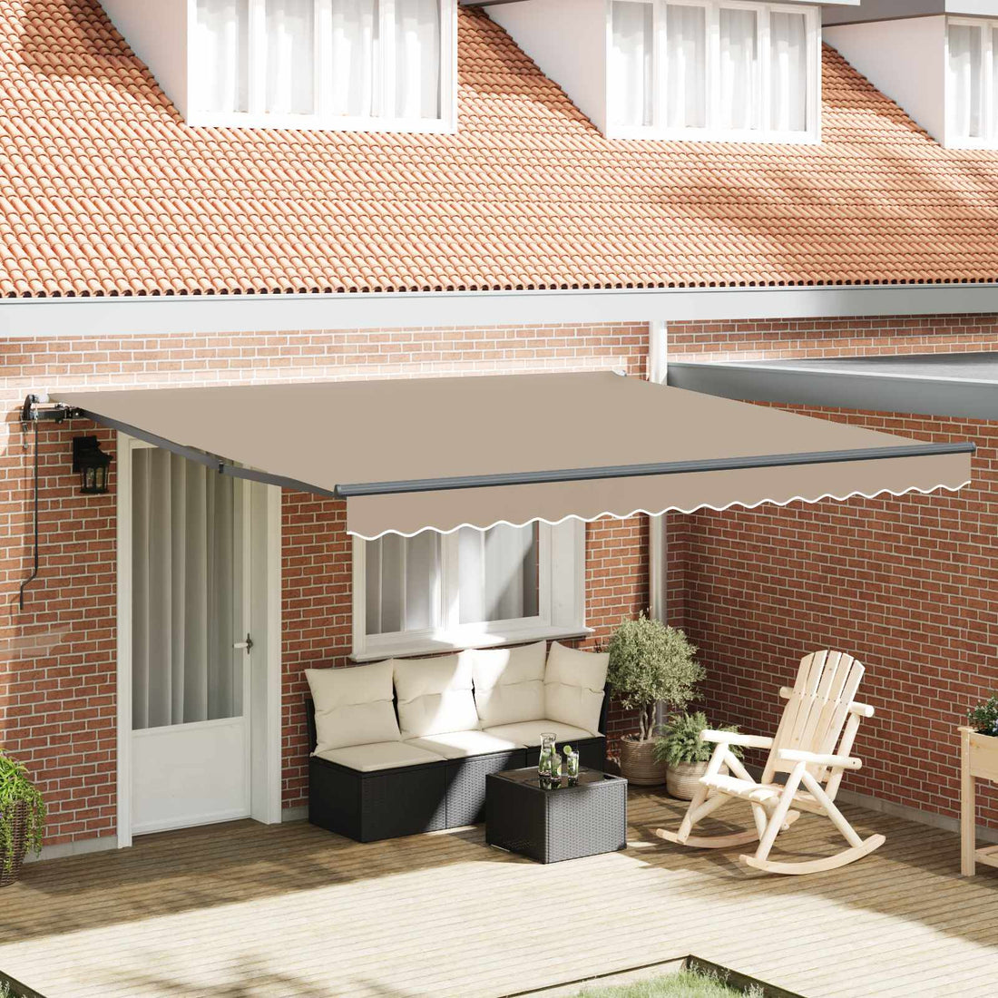 vidaXL Toldo retráctil Beige 400 x 300 cm Tela y Aluminio