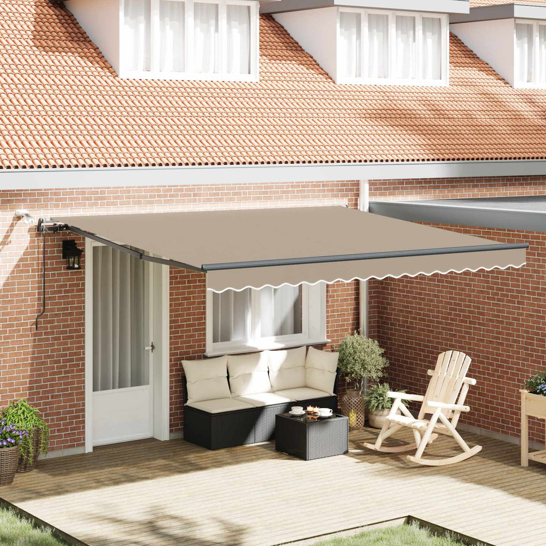 vidaXL Toldo retráctil Beige 400 x 300 cm Poliéster