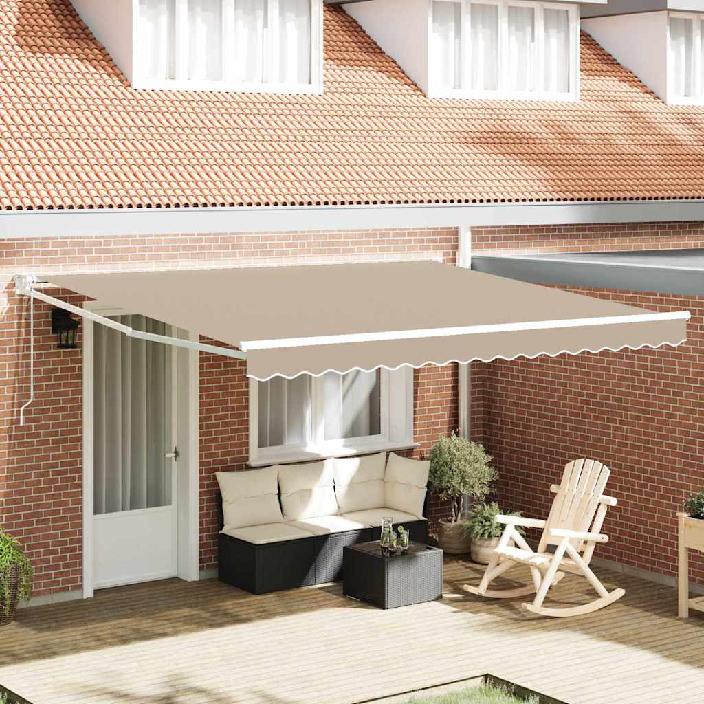 vidaXL Toldo retráctil Beige 400 x 300 cm Poliéster y metal