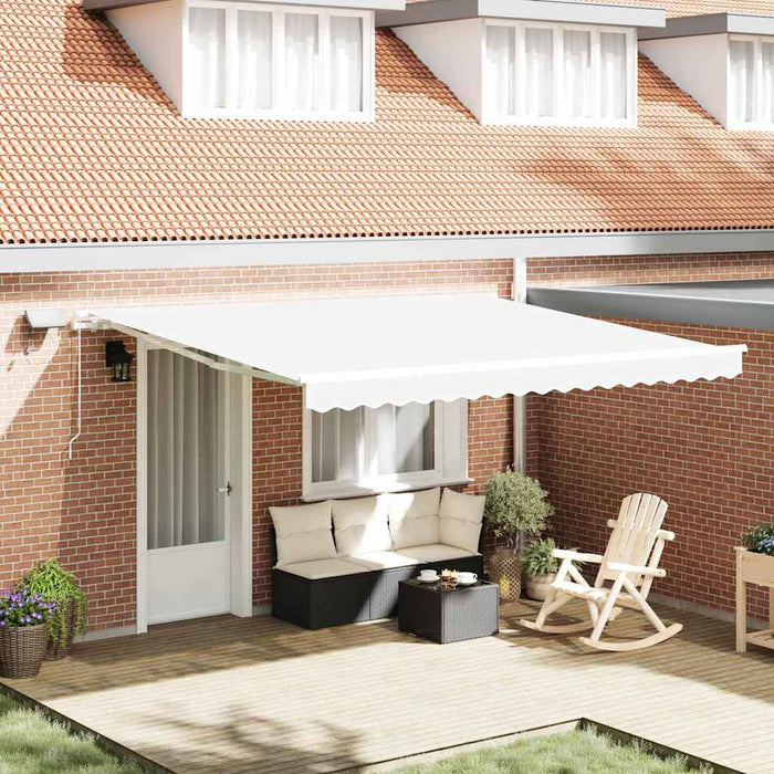vidaXL Toldo retráctil Blanco 400 x 300 cm Tela y Aluminio