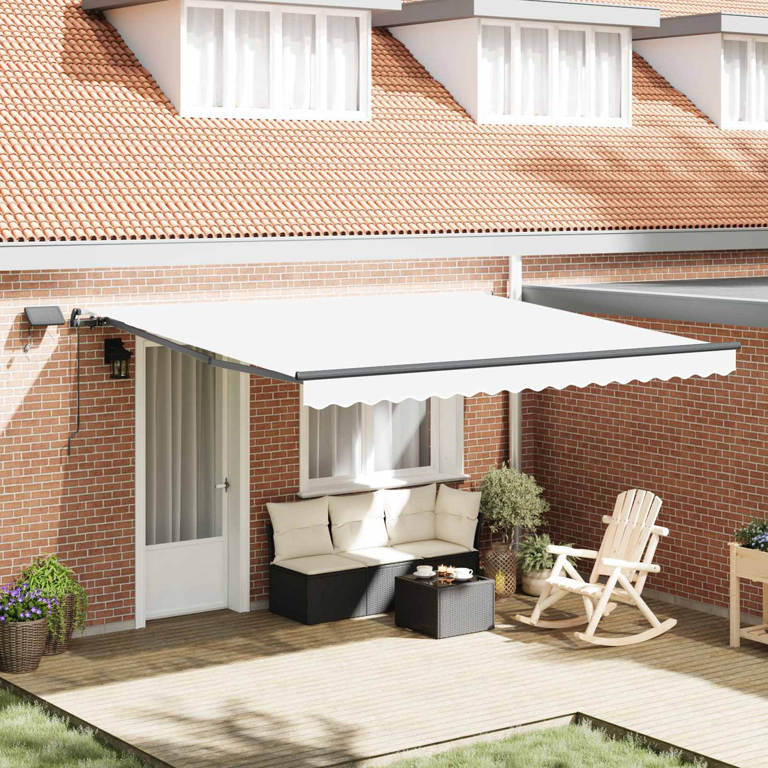 vidaXL Toldo retráctil Blanco 400 x 300 cm Tela y Aluminio