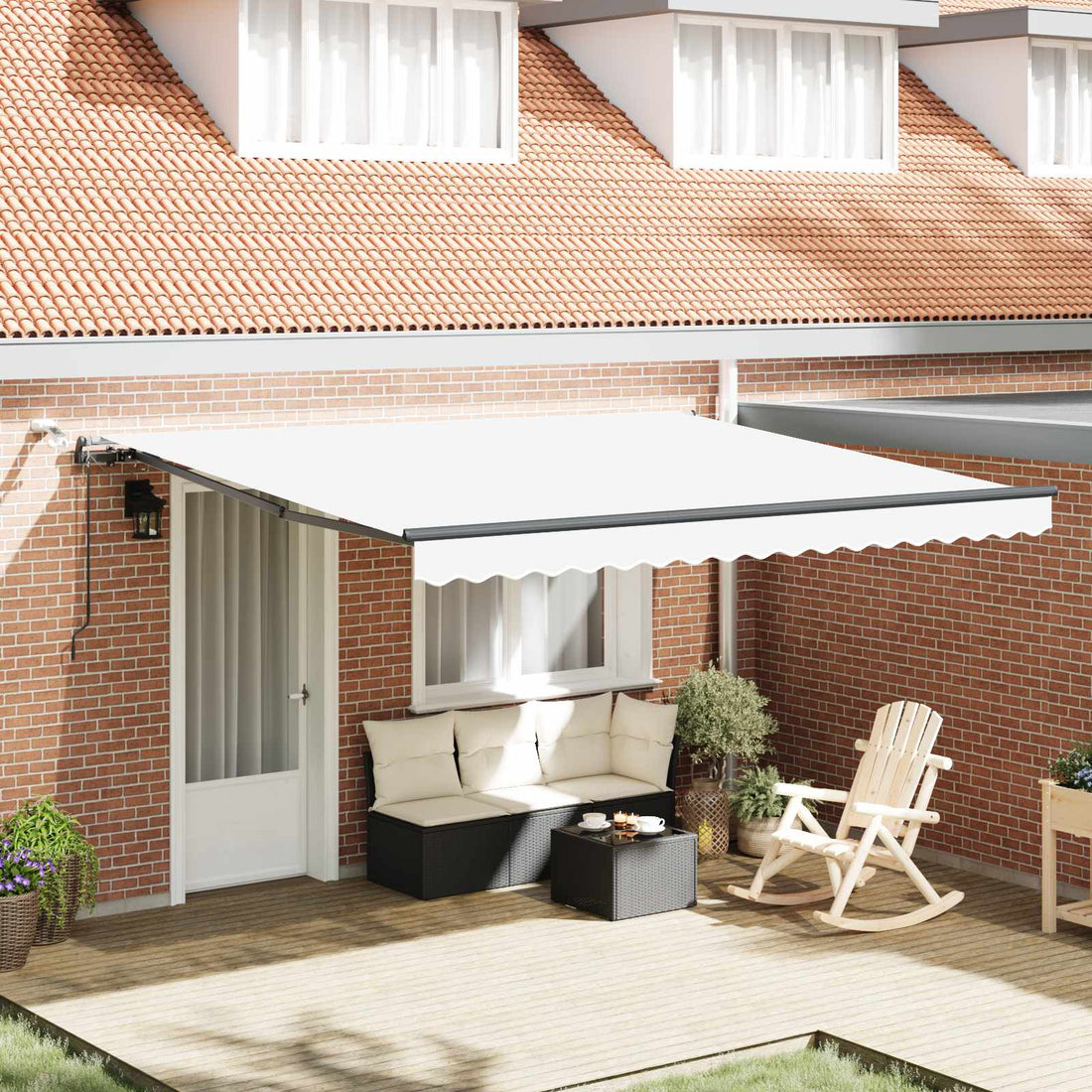 vidaXL Toldo retráctil Blanco 400 x 300 cm Poliéster