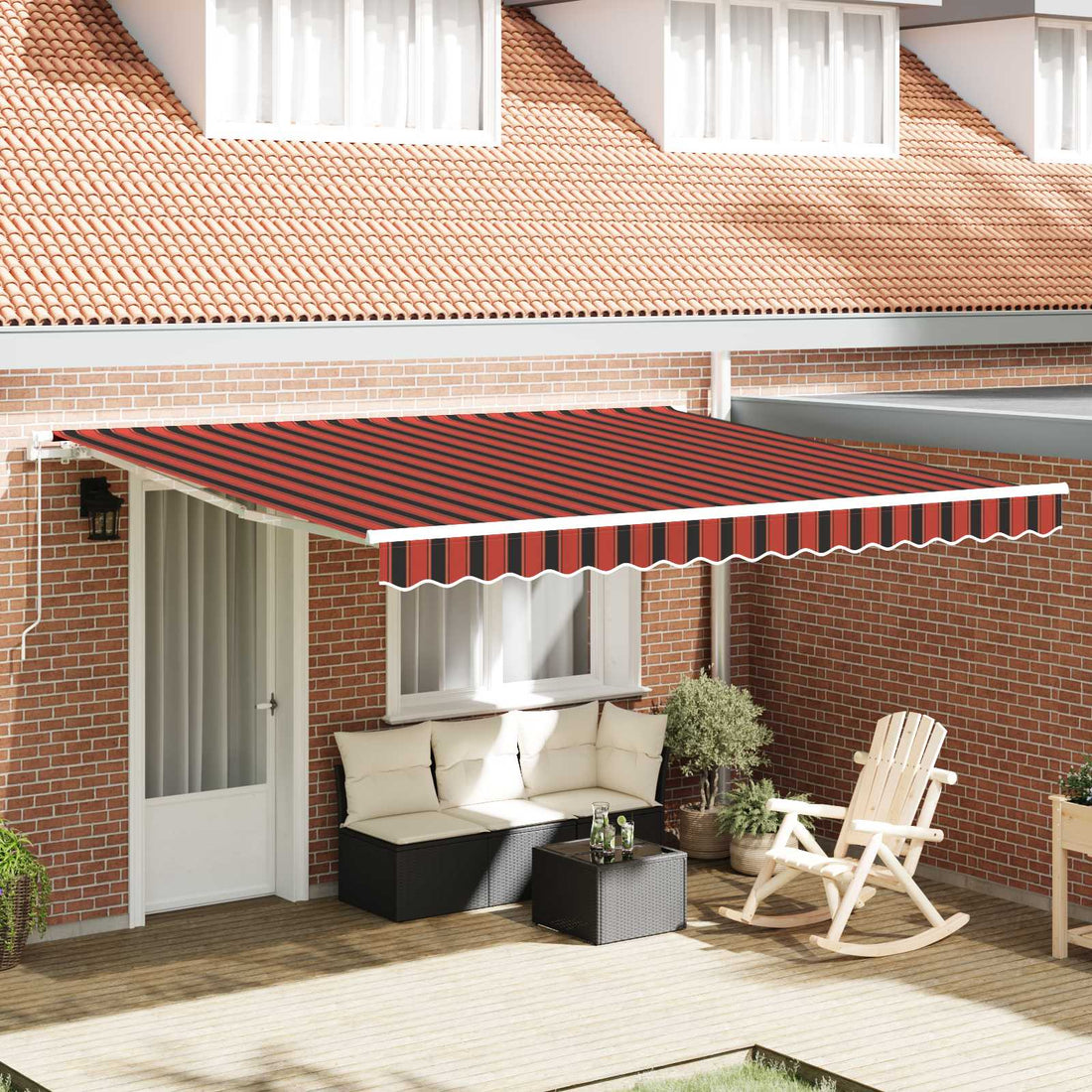 vidaXL Toldo retráctil Naranja 400 x 350 cm Poliéster y Aluminio