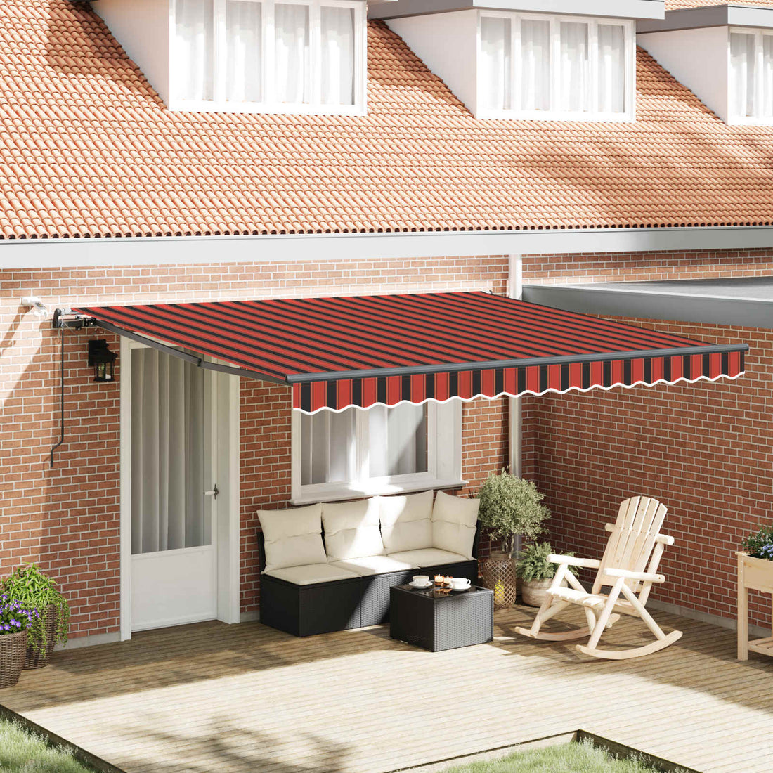vidaXL Toldo retráctil Naranja y marrón 400 x 350 cm Poliéster