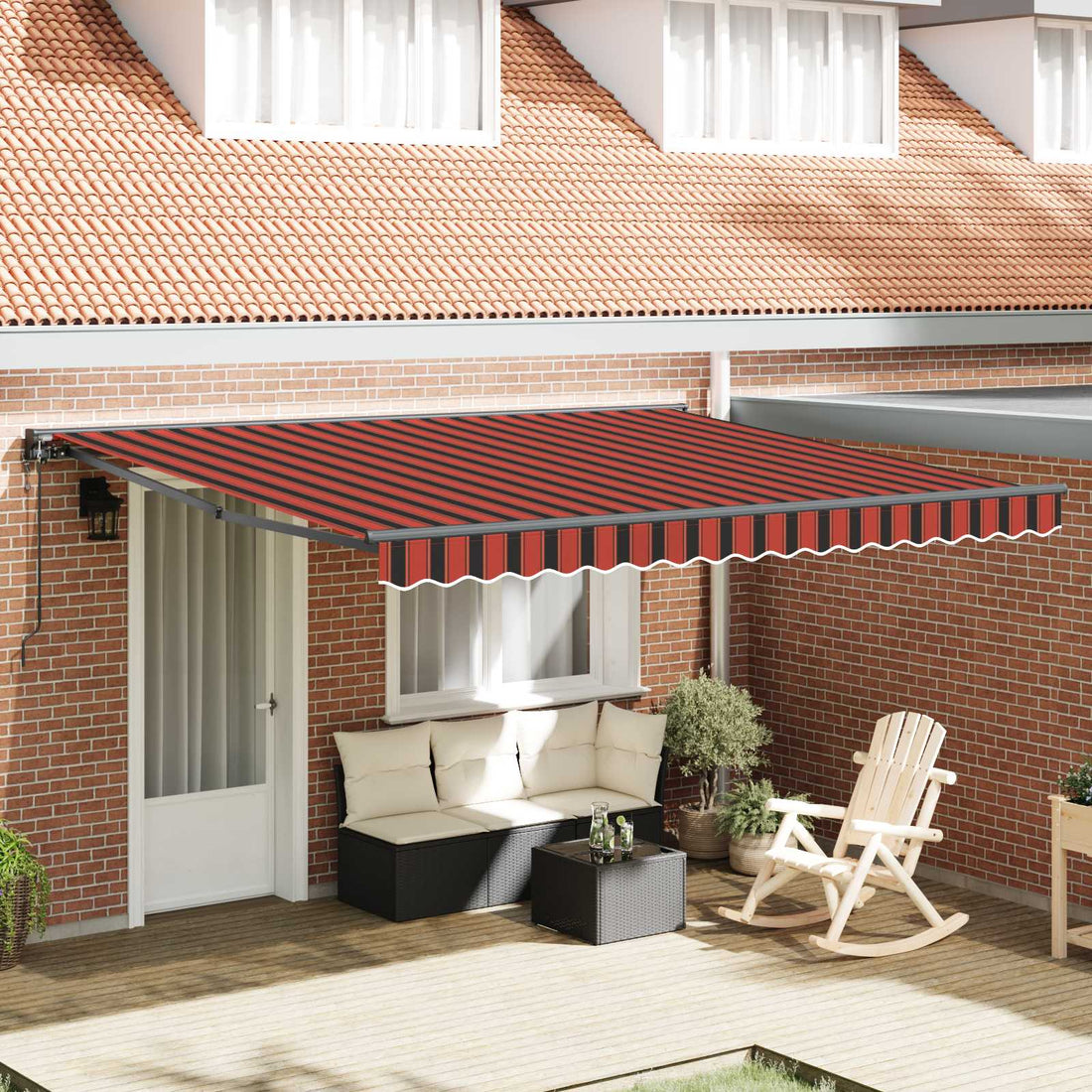 vidaXL Toldo retráctil Amarillo y Naranja 400 x 350 cm Poliéster