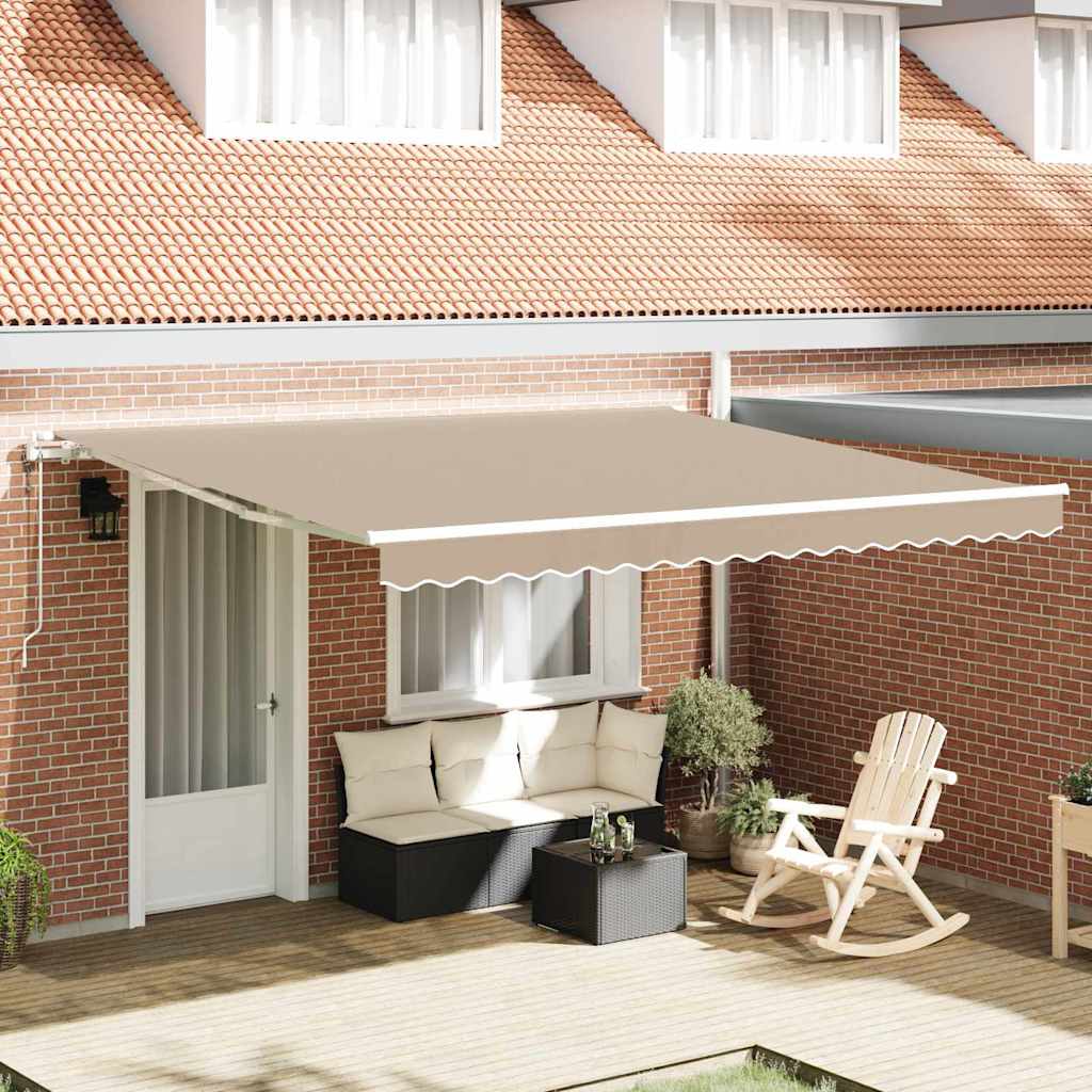 vidaXL Toldo retráctil Beige 400 x 350 cm Tela y Aluminio