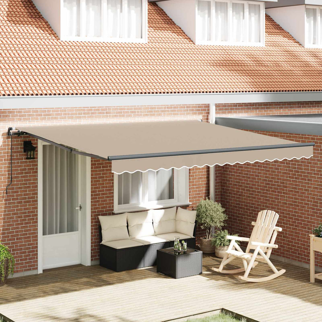 vidaXL Toldo retráctil Beige 400 x 350 cm Poliéster y Aluminio
