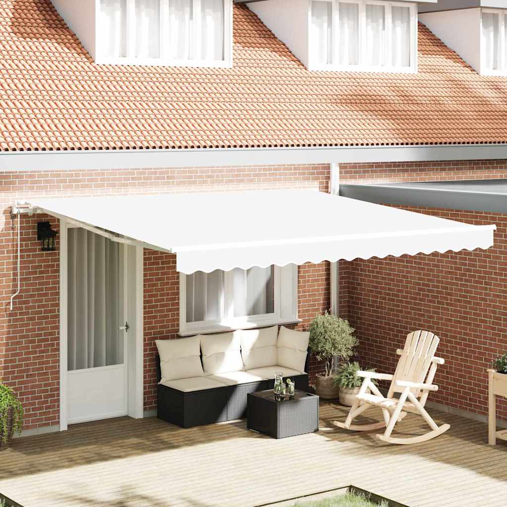 vidaXL Toldo retráctil Blanco 400 x 350 cm Tela y Aluminio