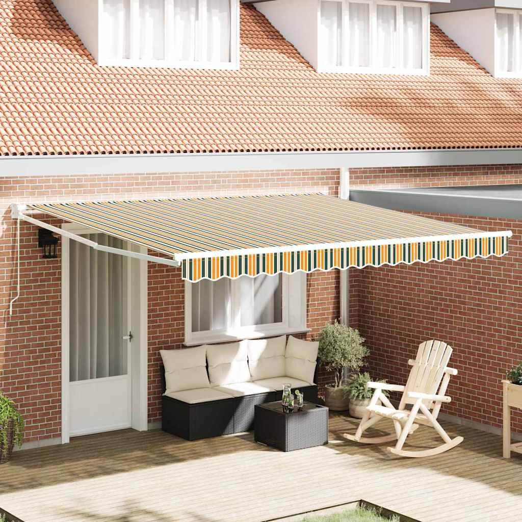 vidaXL Toldo retráctil Verde y blanco 400 x 350 x 165 cm