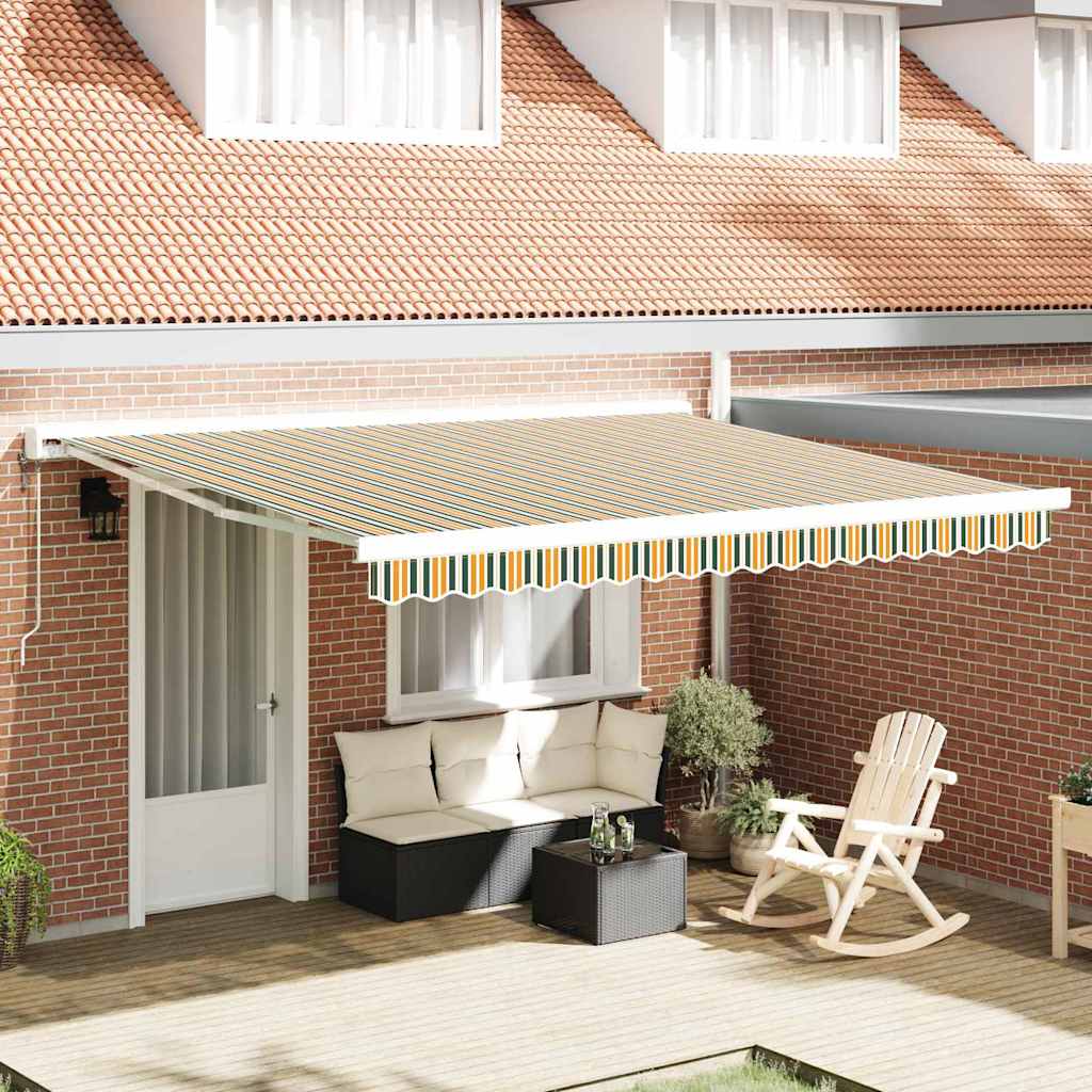 vidaXL Toldo retráctil Verde y blanco 400 x 350 cm