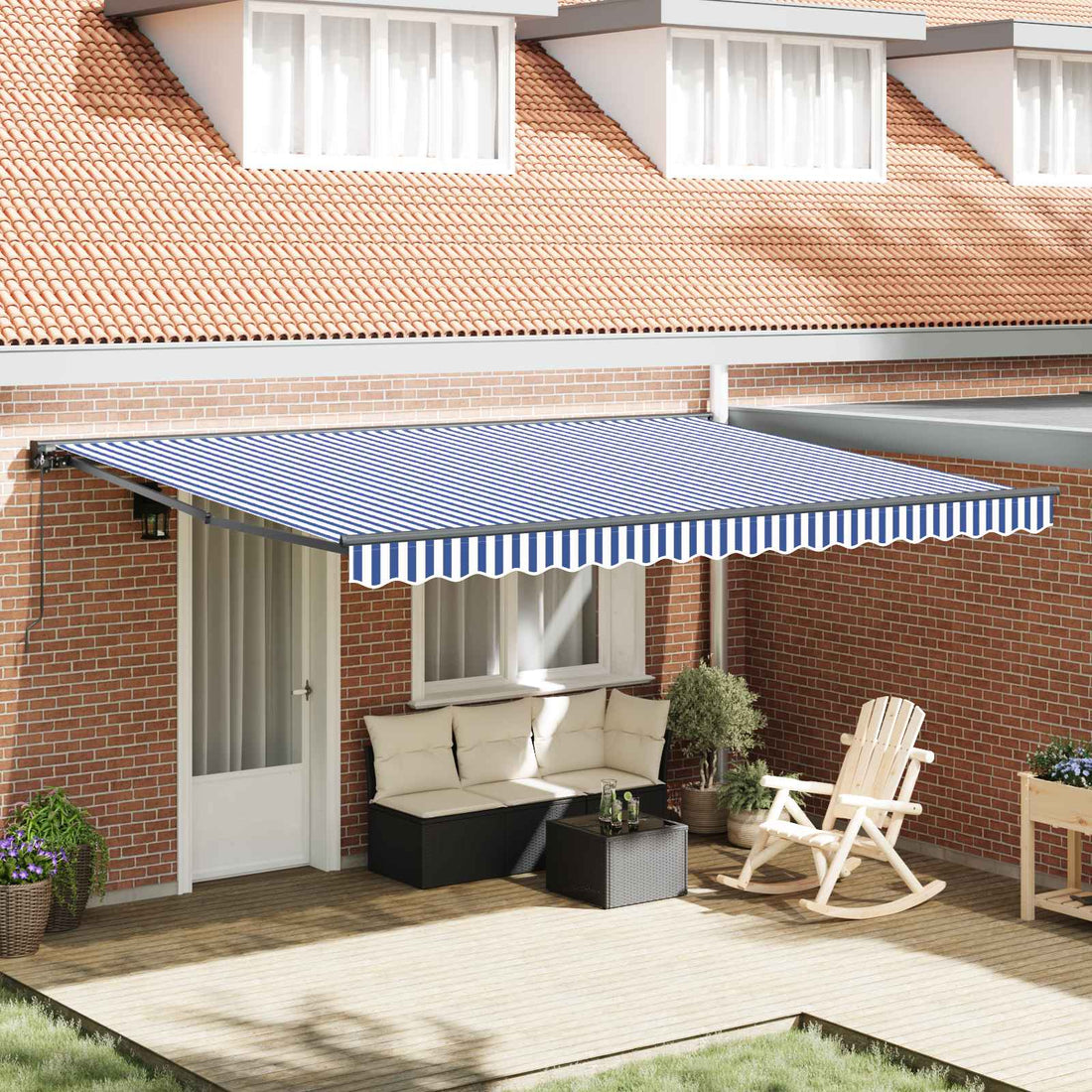 vidaXL Estructura del Toldo Azul y Blanco 450 x 300 cm