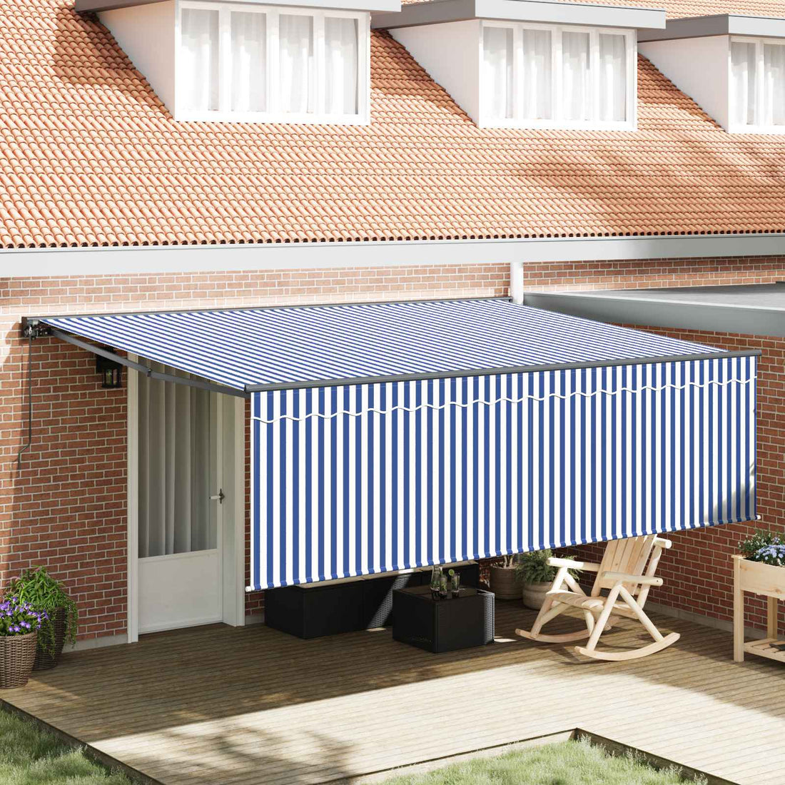 vidaXL Toldo retráctil Azul y 400 x 300 cm Poliéster y Aluminio
