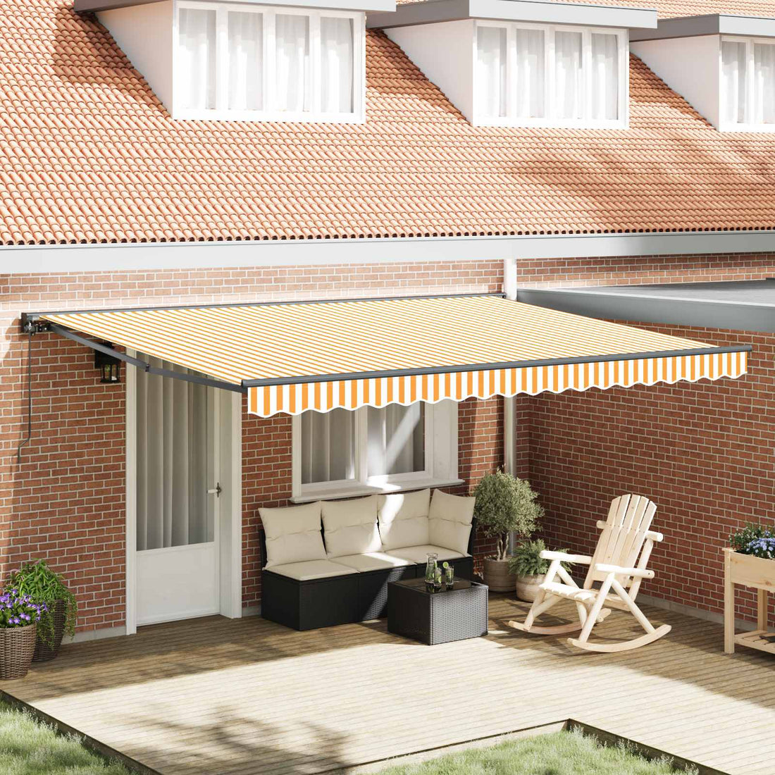 vidaXL Estructura del Toldo Amarillo y blanco 450 x 300 cm
