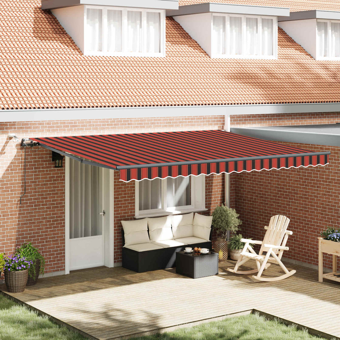 vidaXL Toldo retráctil Naranja y marrón 450 x 300 cm Poliéster