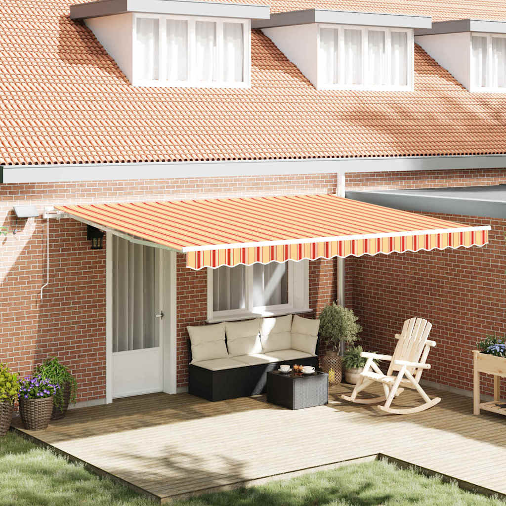 vidaXL Toldo retráctil Amarillo y Naranja 450 x 300 cm Tela y Aluminio