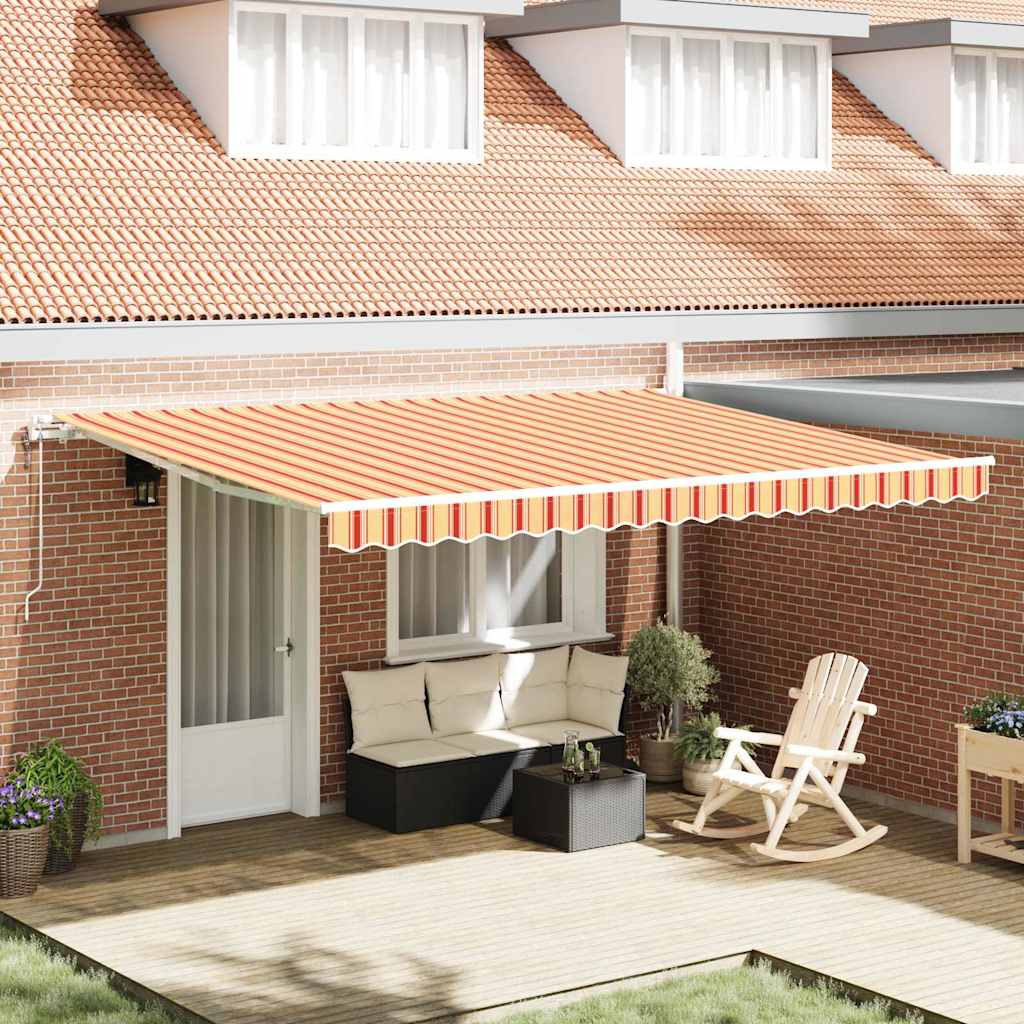 vidaXL Toldo retráctil Amarillo y Naranja 450 x 300 cm Tela y Aluminio
