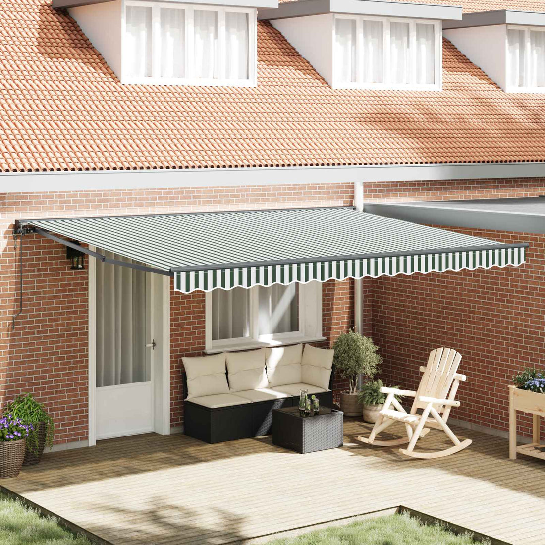 vidaXL Estructura del Toldo Verde y blanco 450 x 300 cm