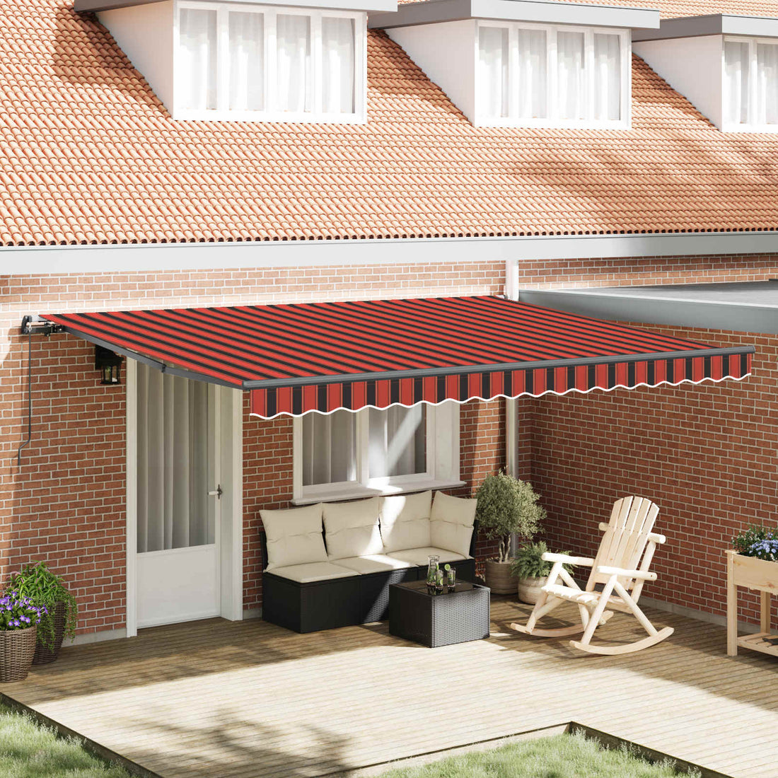 vidaXL Toldo retráctil Naranja y marrón 450 x 350 cm