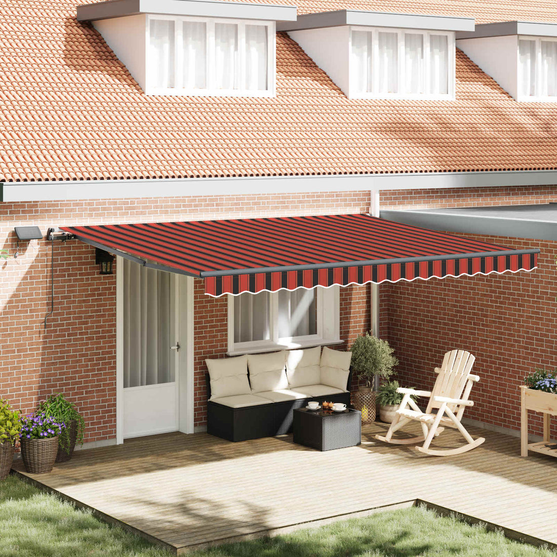 vidaXL Toldo retráctil Naranja y marrón 450 x 350 cm Tela y Aluminio