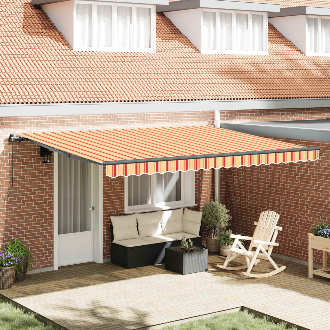 vidaXL Toldo retráctil Amarillo y Naranja 450 x 350 cm