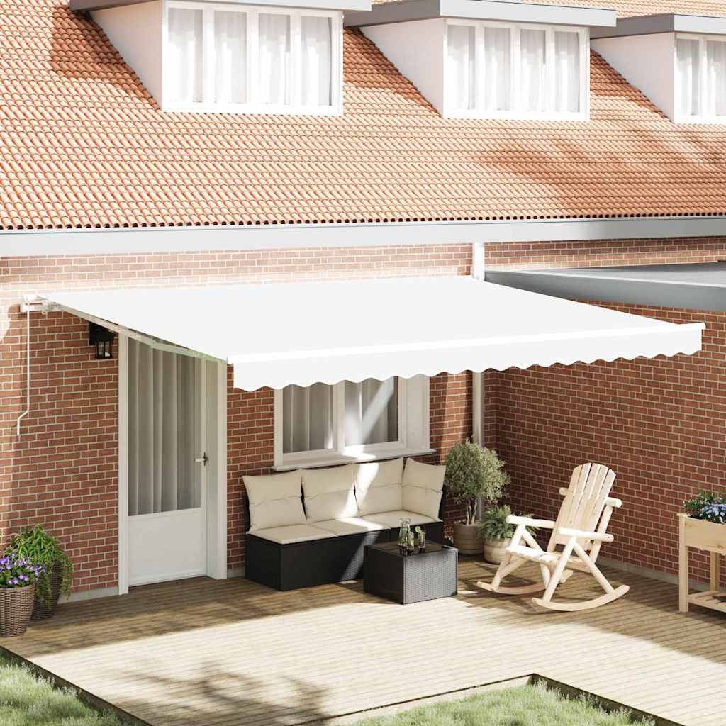vidaXL Toldo retráctil Blanco 450 x 350 x 165 cm Poliéster y Aluminio