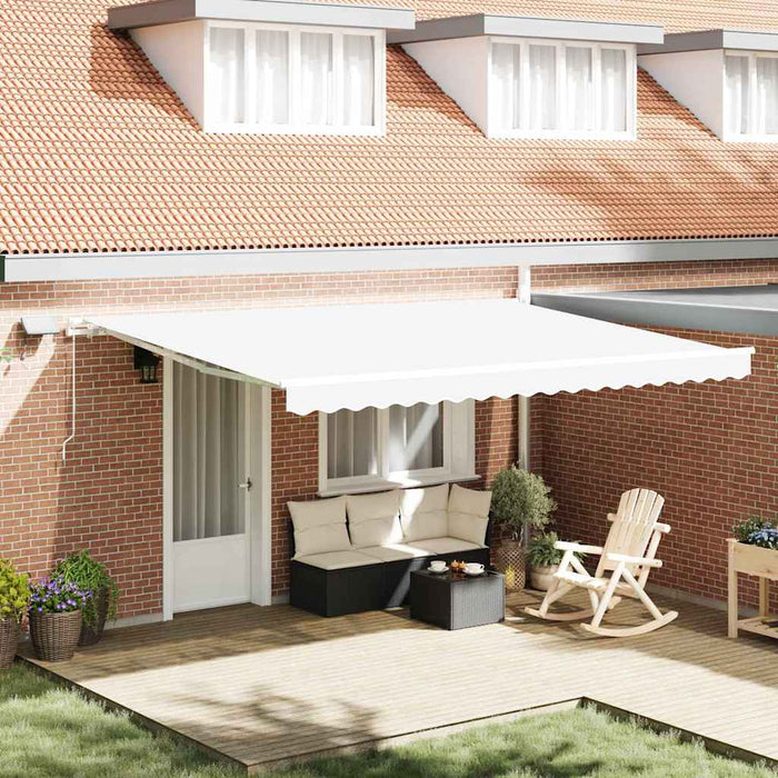 vidaXL Toldo retráctil Blanco 450 x 350 cm Tela y Aluminio