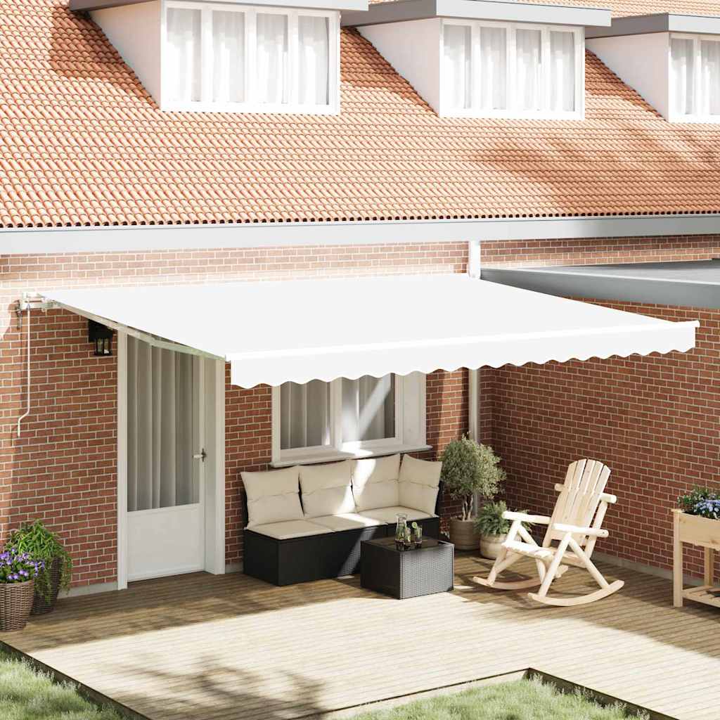 vidaXL Toldo retráctil Blanco 450 x 350 cm Tela y Aluminio