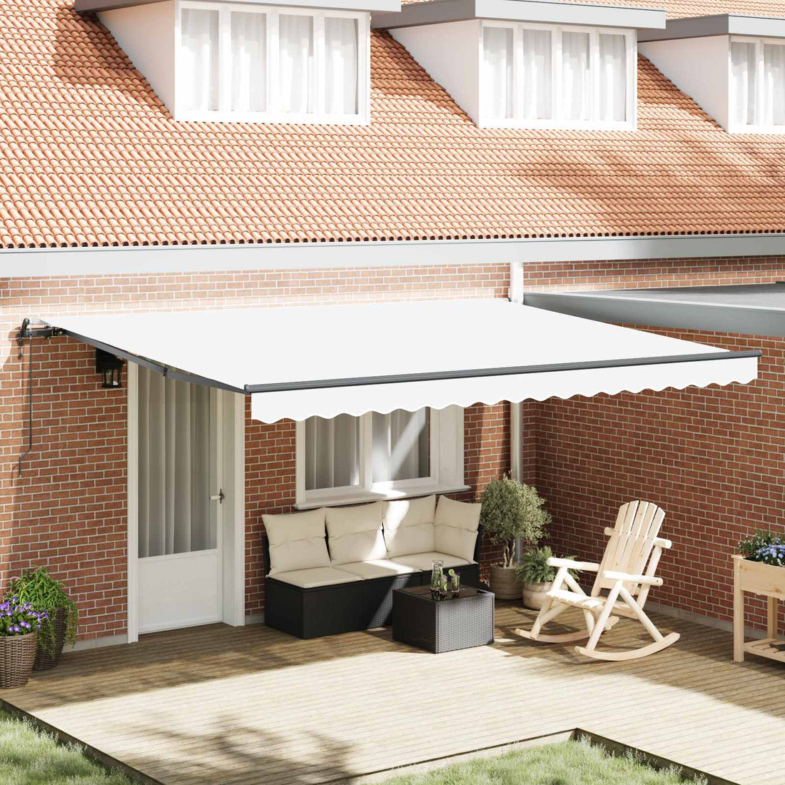vidaXL Toldo retráctil Blanco 450 x 350 cm Tela y Aluminio