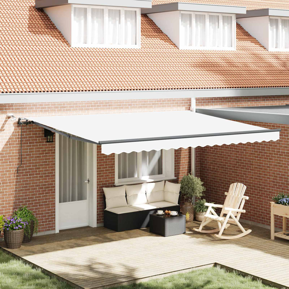vidaXL Toldo retráctil Blanco 450 x 350 cm Poliéster
