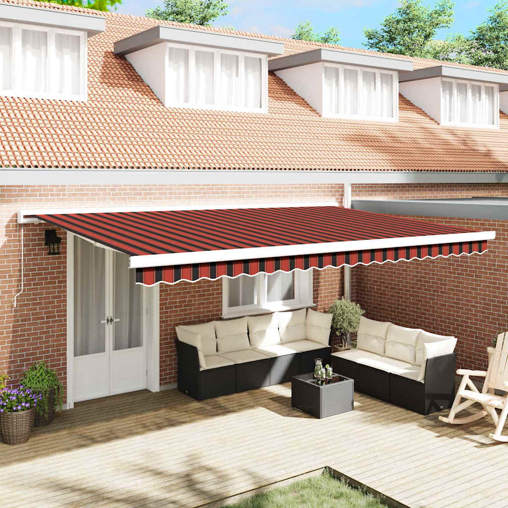 vidaXL Toldo retráctil Rojo y Negro 500 x 300 cm Lona y Aluminio