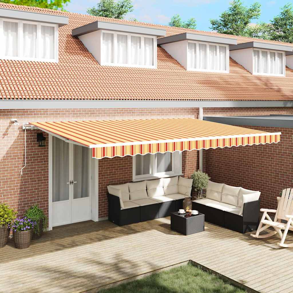 vidaXL Toldo retráctil Amarillo y Naranja 500 x 300 cm Poliéster