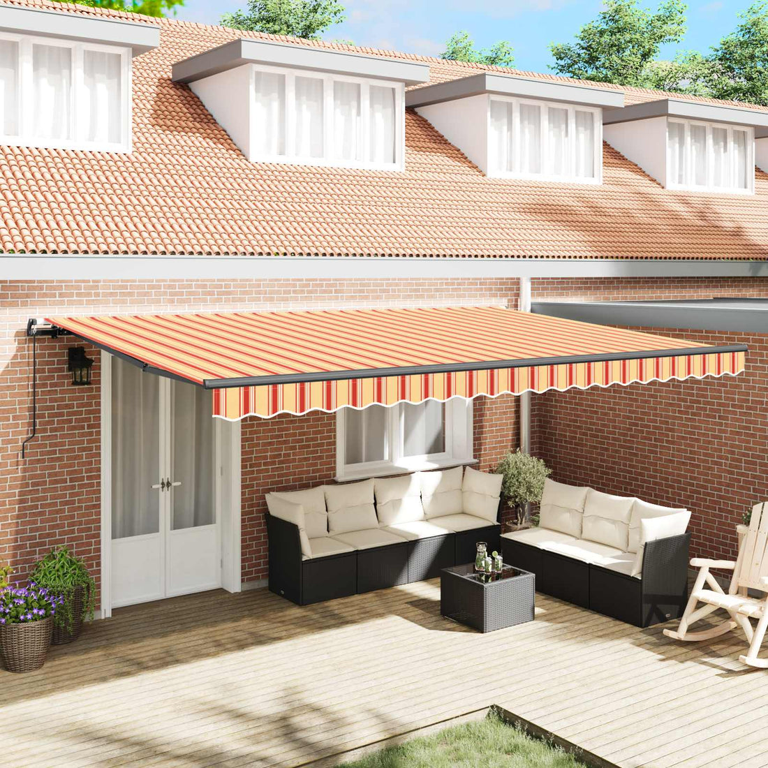 vidaXL Toldo retráctil Amarillo y Naranja 500 x 300 cm