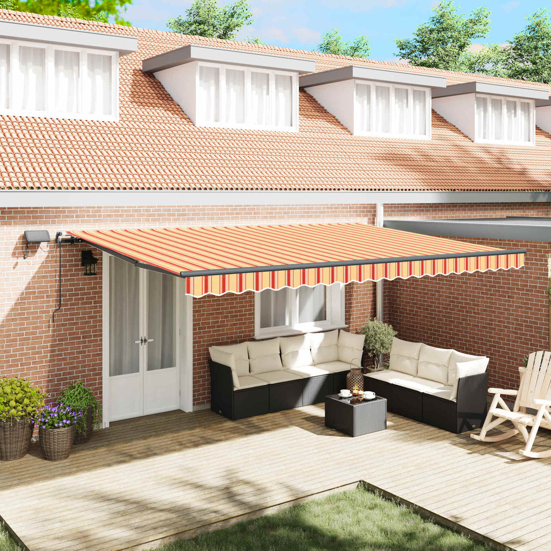 vidaXL Toldo retráctil Amarillo y Naranja 500 x 300 cm Tela y Aluminio