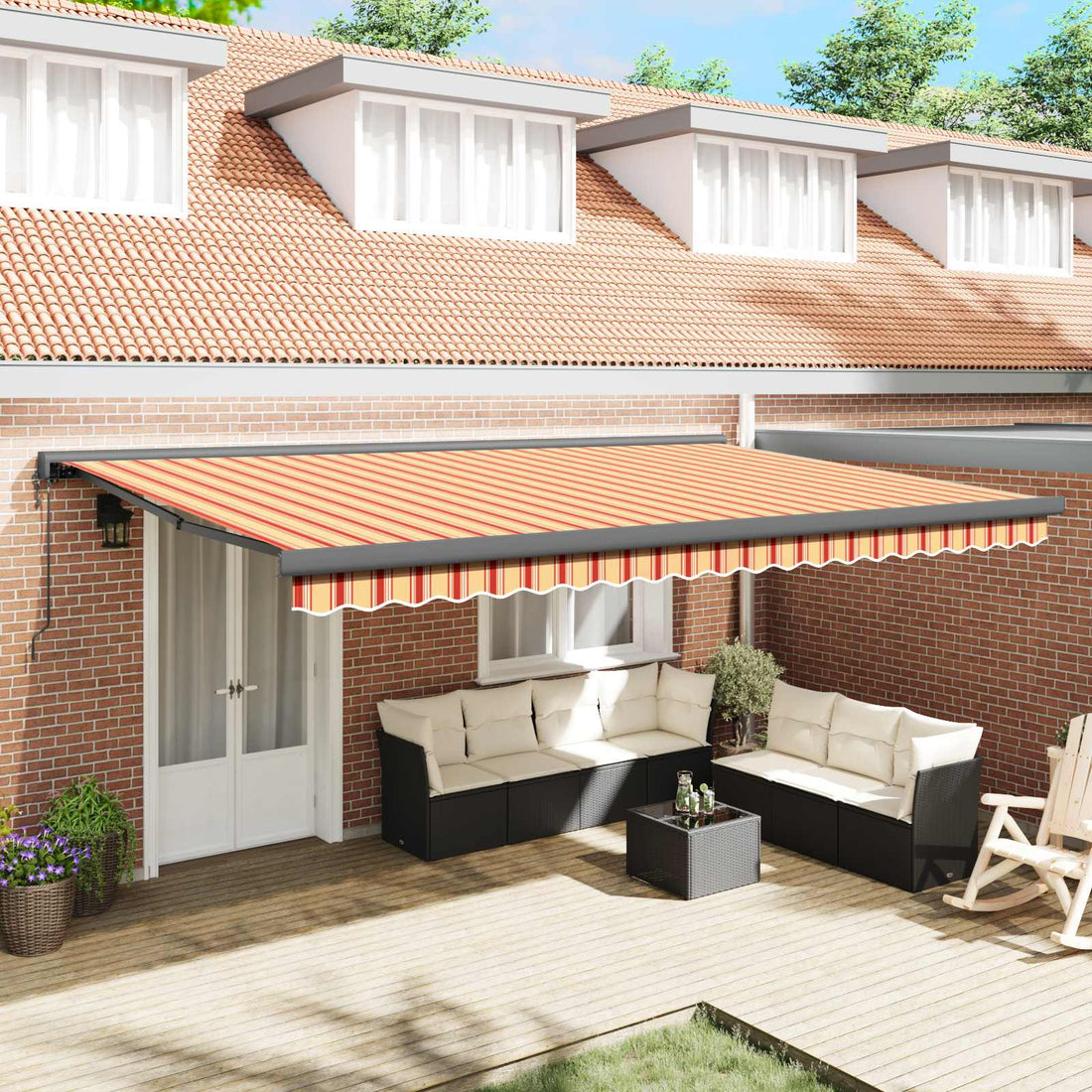 vidaXL Toldo retráctil Amarillo y Naranja 500 x 300 x 165 cm