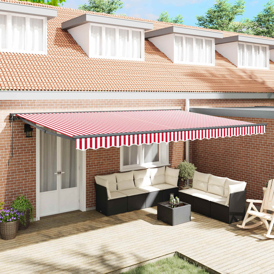 vidaXL Estructura del Toldo Rojo y blanco 500 x 300 cm