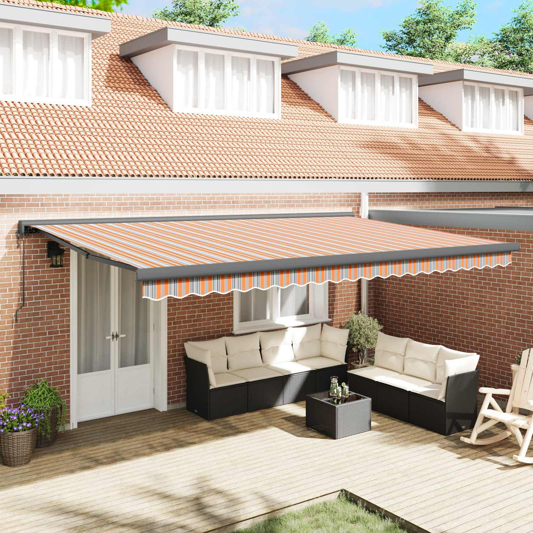 vidaXL Toldo retráctil Multicolor 500 x 300 x 165 cm Tela y Metal