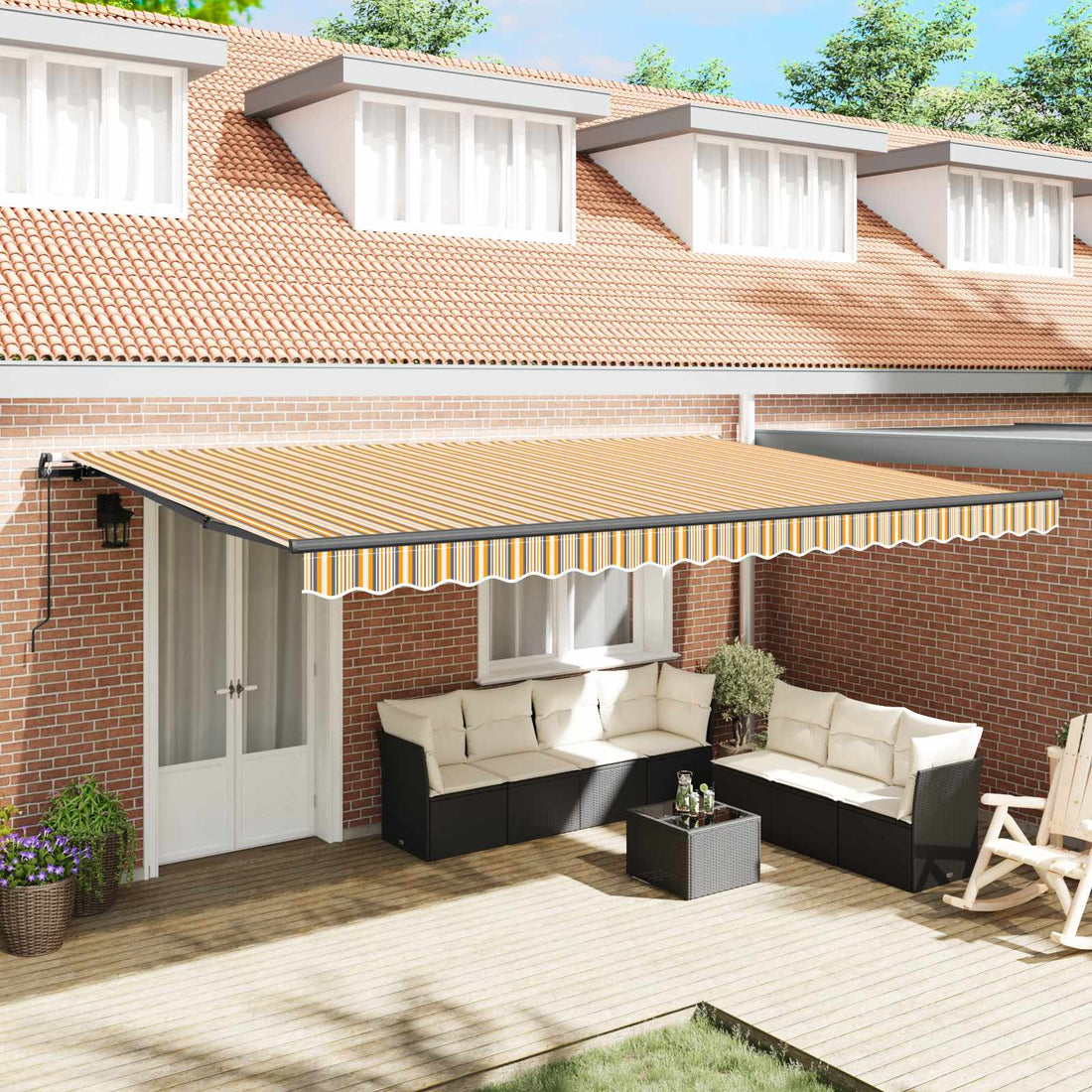 vidaXL Toldo retráctil Multicolor 500 x 300 cm Poliéster y Aluminio