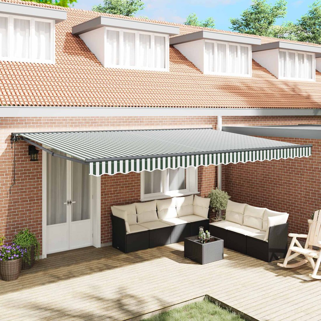 vidaXL Estructura del Toldo Verde y blanco 500 x 300 cm