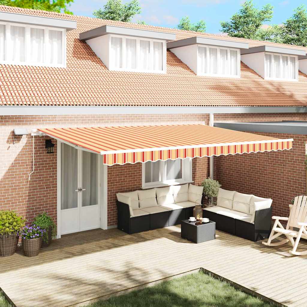 vidaXL Toldo retráctil Amarillo y Naranja 500 x 350 cm Tela y Aluminio