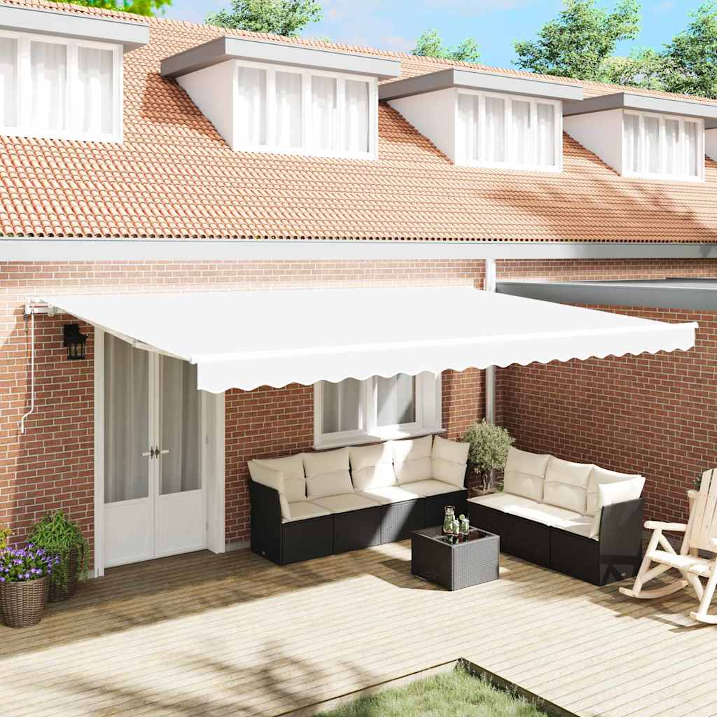 vidaXL Toldo retráctil Blanco 500 x 350 cm Tela y Aluminio