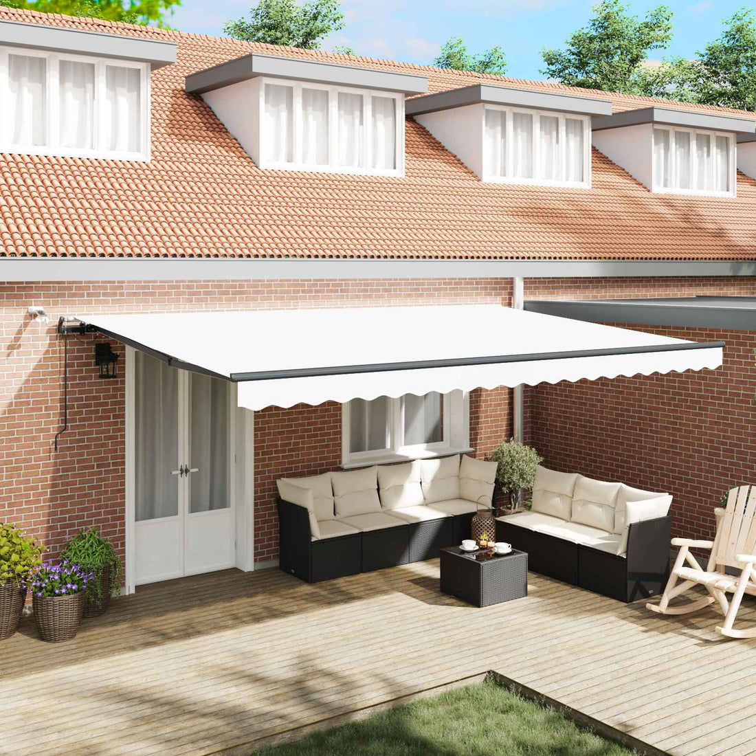 vidaXL Toldo retráctil Blanco 500 x 350 cm Poliéster