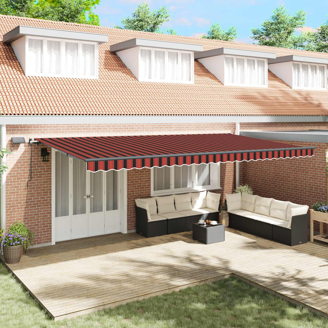 vidaXL Toldo retráctil Naranja y marrón 600 x 300 cm Tela y Aluminio