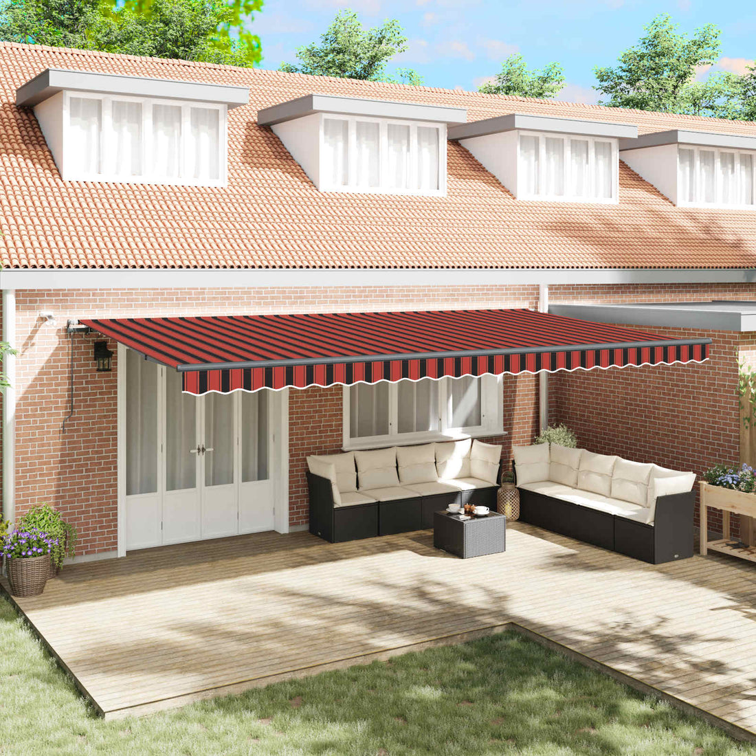 vidaXL Toldo retráctil Naranja y marrón 600 x 300 cm Poliéster