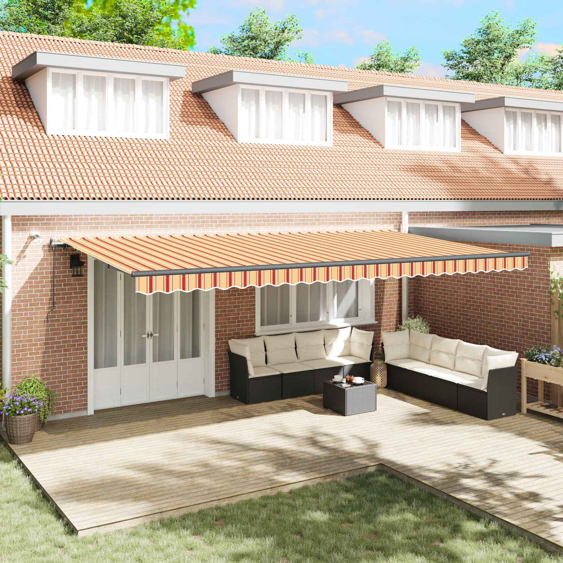 vidaXL Toldo retráctil Amarillo y Naranja 600 x 300 cm Poliéster
