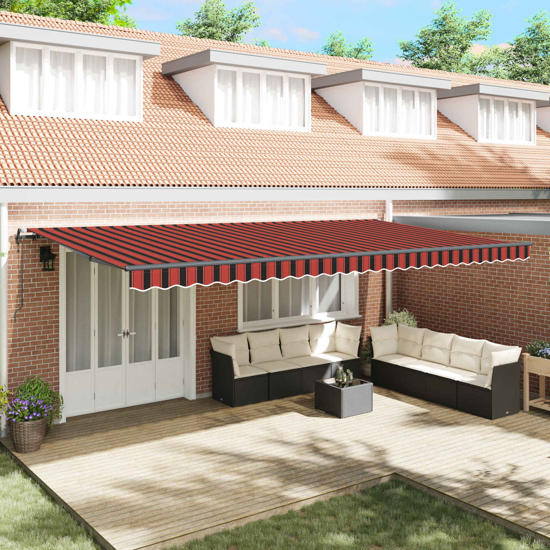 vidaXL Toldo retráctil Naranja y marrón 600 x 350 cm Tela y Aluminio